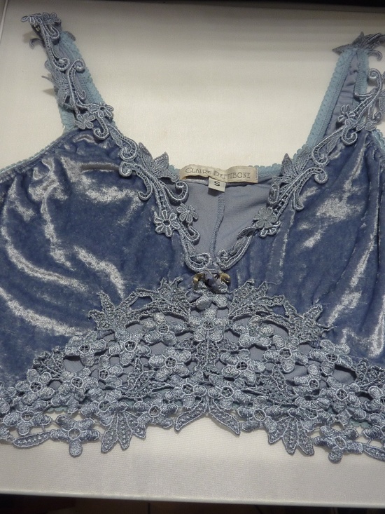 Claire Pettibone Other - Claire Pettibone Lacy Floral VELOUR Camisole Only BLUE Size S Vintage